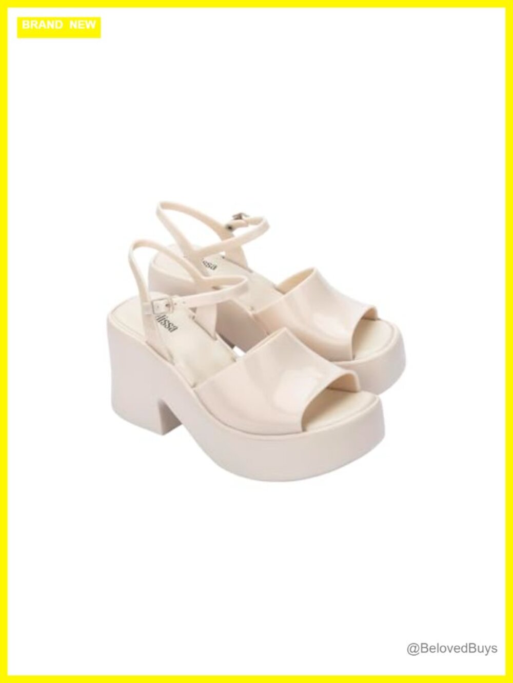 Lina Platform Sandal PVC Vegan Ankle Strap Block Heel Open Toe